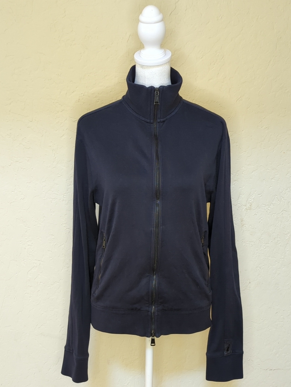 Ralph Lauren Black Label Navy Full Zip High Neck Cotton Track Jacket Size Small